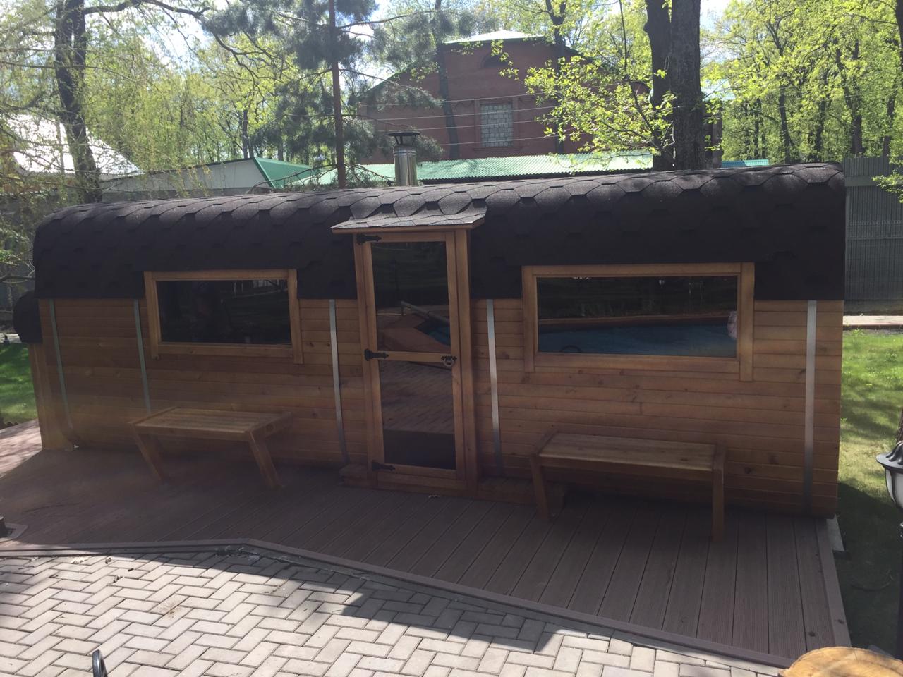 Квадро-баня 6м 2 отделения из кедра — фото